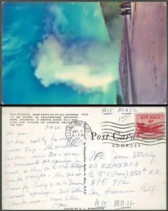 US Airmail Cover Yellowstone National Park Wyoming to SF 1952 Old Faithful PC - Picture 1 of 4