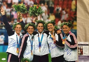 Mia Hamm Chastain Fawcett Foudy Lilly signed 2004 Olympic soccer 16x20 photo JSA - Picture 1 of 1