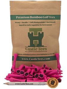 40 Castle Bamboo Golf Tees Super Strong Orange Pink White Red in Tins Great Gift