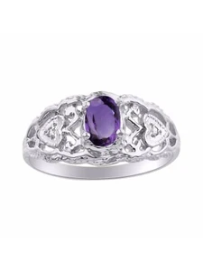 Rylos Floral Ring 6x4MM Oval Gemstone & Diamonds Sterling Silver - Sizes 5 to 10 - Picture 1 of 29