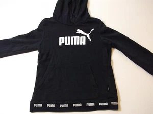 Puma Sudadera con Capucha Mujer Pequeña Negra Sudadera con Capucha Mangas Grabadas Ropa Activa - Imagen 1 de 8