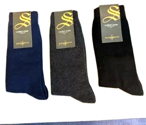 3PK Mens Sock Smith Black Navy Charcoal Crew Socks Size 10-13 Shoe Sz 7-12.5 - Picture 1 of 3