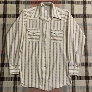 Vtg H Bar C Geometric Pearl Snap Shirt Size M Western Disco 70s USA - Picture 1 of 8