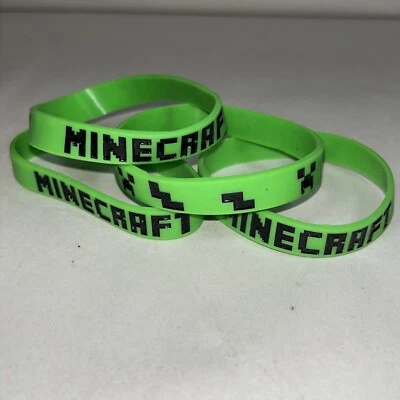 4 pulseras/pulseras verdes de goma de silicona Minecraft Creeper Foto 1 de 4