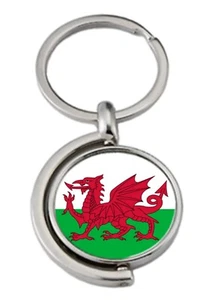 Wales Dragon Welsh Spinning Double Sided Metal Keyring And Gift Bag - Picture 1 of 4