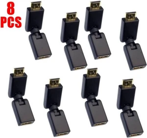 Paquete de 8 adaptadores extensores giratorios HDMI 4K ángulo recto macho hembra dongle - Imagen 1 de 3