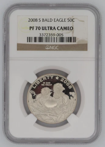 2008-S Bald Eagle Commemorative Coin NGC PF 70 Ultra Cameo 50 Cent Piece Cover