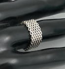 Size 8 Tiffany & Co Somerset Mesh Weave Sterling Silver Mens Unisex Ring