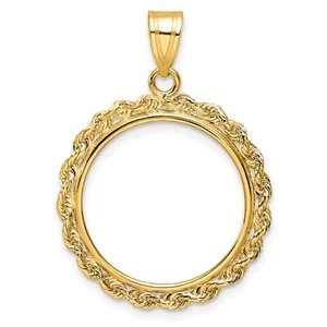 1905-1955 Mexico 5 Pesos Prong Set Knotted Rope Coin Bezel in 14k Gold - Picture 1 of 7
