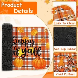 Fall Maple Kitchen Mat Thanksgiving Decorative Floor Door Mat Non-Slip Rubber - Picture 1 of 7