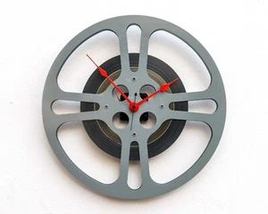 Recycled 16mm movie reel wall clock, theater, antique, upcycle, battery, time, - Picture 1 of 3