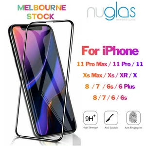 Nuglas Full Cover for iPhone 11 Pro Max 8 7 6 6s Plus Screen Protector Tempered - Picture 1 of 12