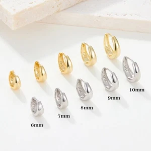 Pendientes de aro abragie redondos gruesos unisex plata esterlina oro clicker E259 - Imagen 1 de 13