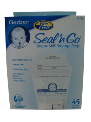 BOLSAS DE ALMACENAMIENTO DE LECHE MATERNA GERBER SEAL N GO - 45 BOLSAS  Foto 1 de 2