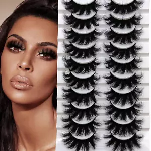 Mink Lashes Fluffy 20MM 8D False Eyelashes, Dramatic Long Thick Volume Faux Eyel - Picture 1 of 11