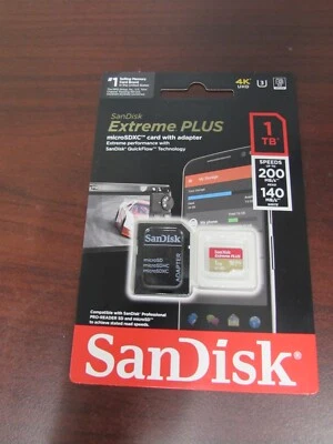 SanDisk Extreme PLUS 1TB Class 10 microSDXC UHS-I Memory Card Sealed 200 / (28E) - Image 1 of 2