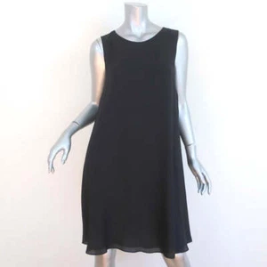 Louiza Babouryan Sleeveless Shift Dress Black Silk Size Medium - Picture 1 of 5