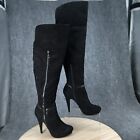 G by Guess Boots Womens 9.5 Tall Socks Black Suede Stiletto Heels Round Toe Zip