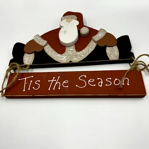 Tis The Season Santa Claus Christmas Wall Door Décor Seasonal Holiday Ornament - Picture 1 of 3