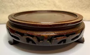 Vintage Chinese Carved Wood Display Stand 5" Diameter. - Picture 1 of 5