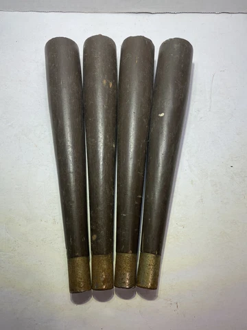 Vintage Set Of 4 Mid Century MCM 9” Brass Tip Wood Furniture Legs Cover