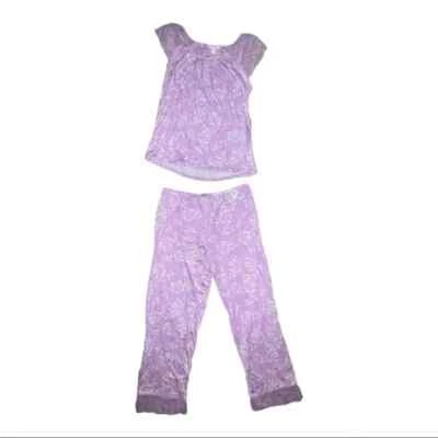 Conjunto de pijama Charter Club púrpura punto de cadena floral manga corta pequeño nuevo con etiquetas Foto 1 de 4