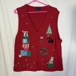 Maglione Westbound Vintage Rosso Vacanze Ricamato Gilet XL Maglione Brutto Natale - Foto 1 di 5