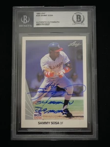 1990 Leaf #220 Sammy Sosa HAND SIGNED BAS Authentic Auto "SLAMMIN SAMMY - Picture 1 of 2