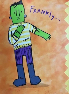 "Frankly... I Miss You to Pieces" FUNNY SWEET HALLOWEEN CARD Frankenstein RPG - Image 1 of 2