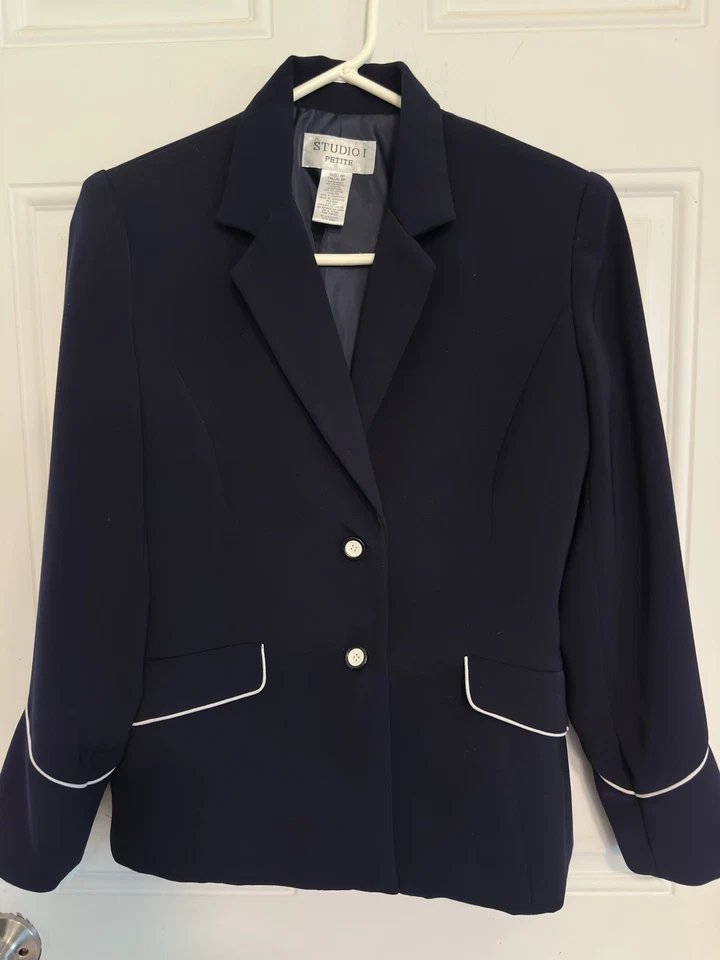 Blazer Studio I Petite Mujer Junior Negro 2 Botones Hombreras Talla 6 Foto 1 de 4