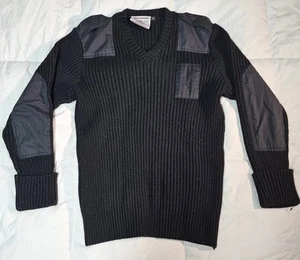 Flying Cross Uniform Men's XL Sweater Black Wool Blend V-Neck Patches - Picture 1 of 4