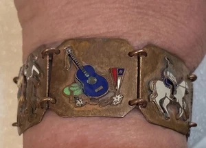 Vintage Kupfer Chile Tourist Story Erzählen Panel Armband 8" - Bild 1 von 15