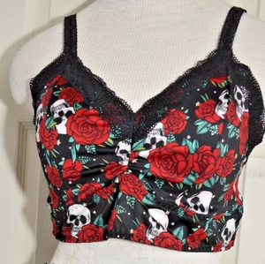 Lencería Bralette Calavera Rosas Rojas Negras Curvas Torrid Talla 1 XL 14-16 - Imagen 1 de 8