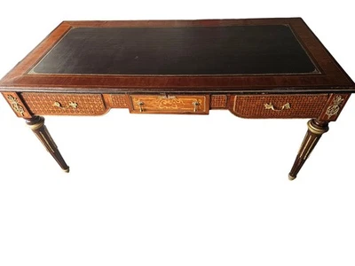 Antique French Louis XVI Style Bureau Plat Writing Table Desk - Image 1 of 3