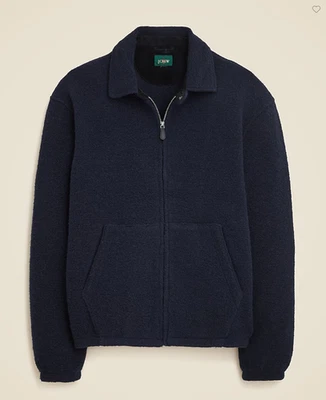 NWT J.Crew $198 Men's Wool-blend sweater fleece jacket, Navy, Size L - Image 1 of 4