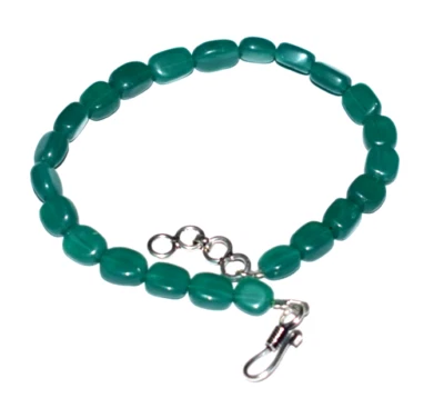 925 Plata de Ley 10" Cuerda Pulsera Verde Onix Piedra Liso Ovalado Cuentas - Imagen 1 de 4