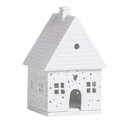 Räder Lebkuchen Lichthaus aus Porzellan, 9x8,5x14cm - Weiß (90318)