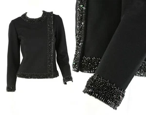 50s Vintage Zephyr Wool Beaded Asymmetrical Sweater Jacket Size S St. Andrews - Picture 1 of 12