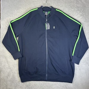 Psycho Bunny Track Jacket Mens 3XL Tall Big Navy Green Stripe Anglo American NEW - Picture 1 of 8