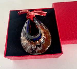 Murano Inspired Pendant Unusual Design Bohemian Artistic Necklace in Gift Box - Picture 1 of 60