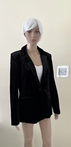NWT Womens Only UK 14 Black ONLPINKO Margaret LS Velvet Smart Blazer Jacket - Picture 1 of 23