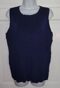 CHICOS indigo Blue Knit Stretch Pullover Shell Top 12 L - Picture 1 of 6