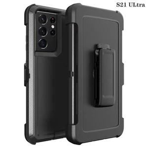 Black For Samsung Galaxy S21 S21+Ultra Shockproof Defender Case with Belt Clip  - Picture 1 of 6