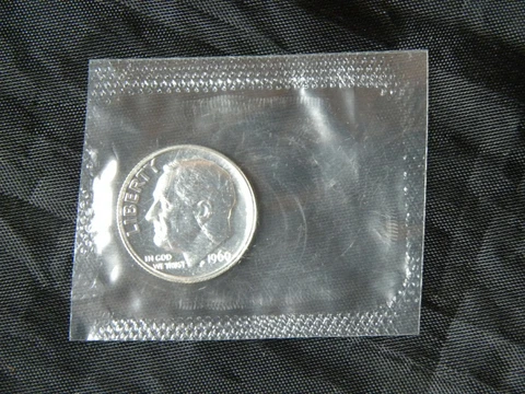 1960 Roosevelt Dime 90% Silver Gem Proof  In Original Proof Set Cellophane Cover