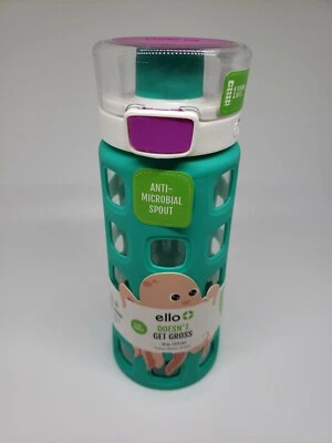 Botella de agua de plástico Ello Dash 16 oz verde/púrpura NUEVA edad 3+ antimicrobiana  Foto 1 de 4