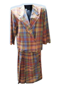Suit For Women Summer Double Breasted with One Button Tartan Sunburst Unlined - Picture 1 of 18