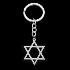 STAR OF DAVID KEYCHAIN Stainless Steel Metal Charm Jewish Hebrew Zion Symbol NEW - Picture 1 of 2
