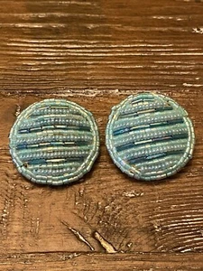 Vintage Hex Samen Art Deco Ohrclips Aqua Blau 60er Jahre  - Bild 1 von 6