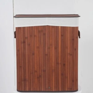 Laundry Hamper with Lid 100L Bamboo Laundry Basket with Handles Lid Clothes Hamp - Picture 1 of 9