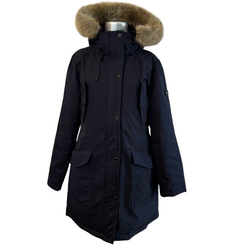Cappotto parka Michael Kors donna 148636 con cappuccio e rifiniture in pelliccia Navy